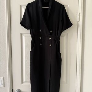 Elegant Black Double-Breasted Dress